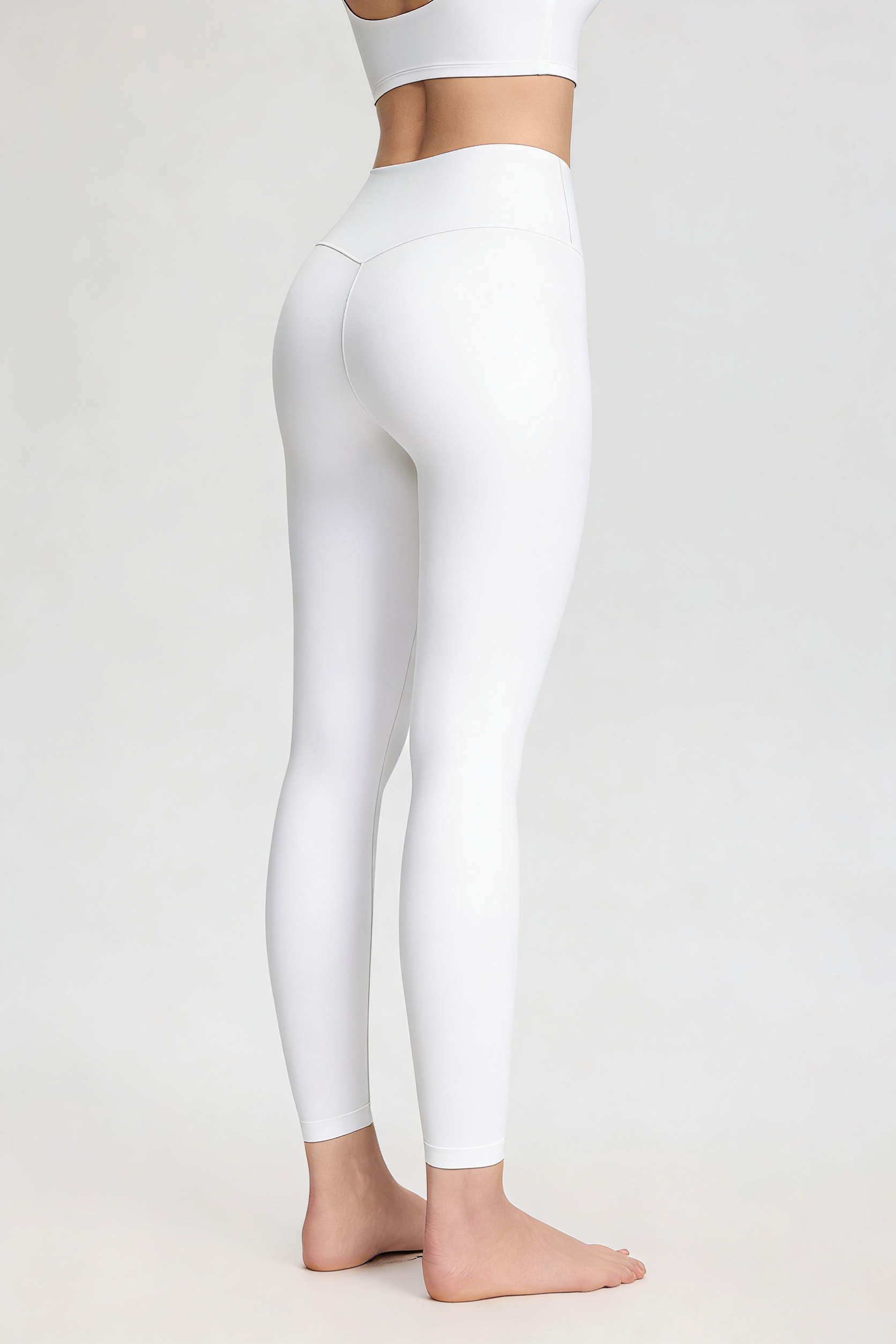 ArtFlowPlan High Waist Peach Hip White Leggings