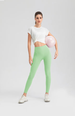 ArtFlowPlan High Waist Mint Green Hip Beige Leggings