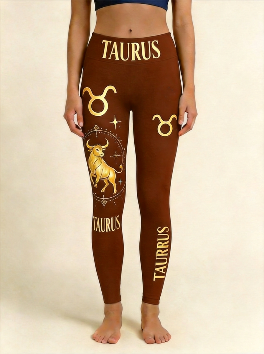 ArtFlowPlan Star Sign Taurus Graphic Print Yoga Leggings