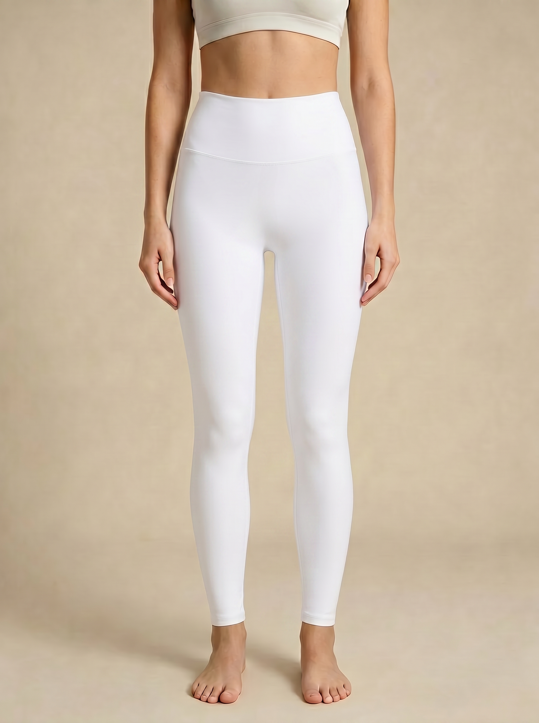 ArtFlowPlan Pure Hue Series White Graphic Print Yoga Leggings