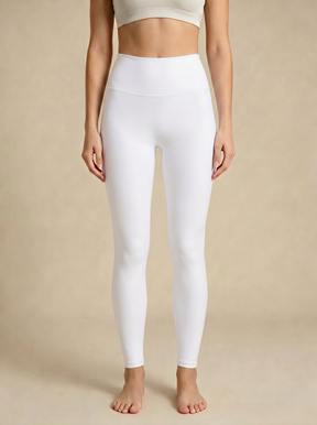 ArtFlowPlan Pure Hue Series White Graphic Print Yoga Leggings