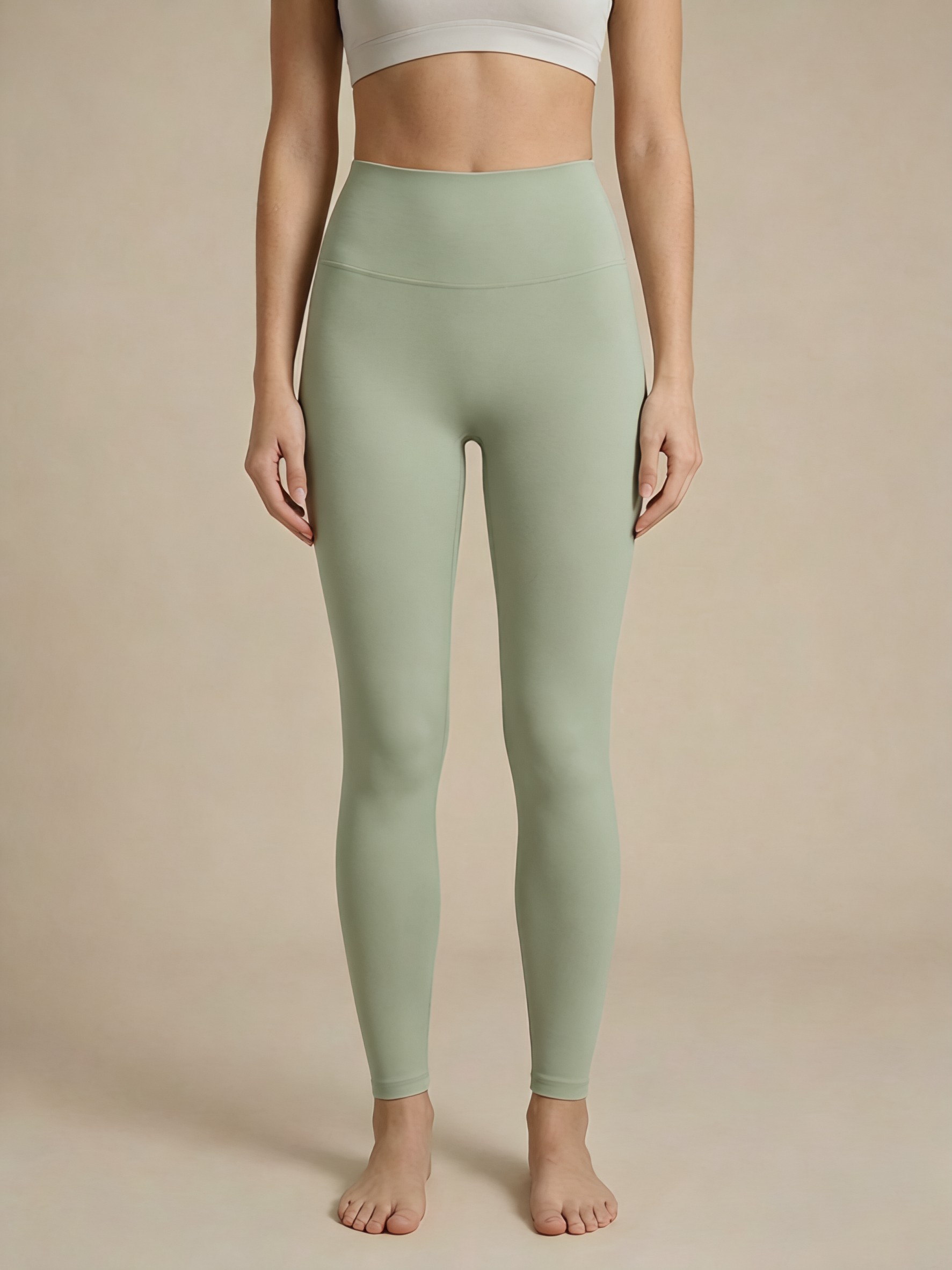 ArtFlowPlan Pure Hue Series sage green Graphic Print Yoga Leggings