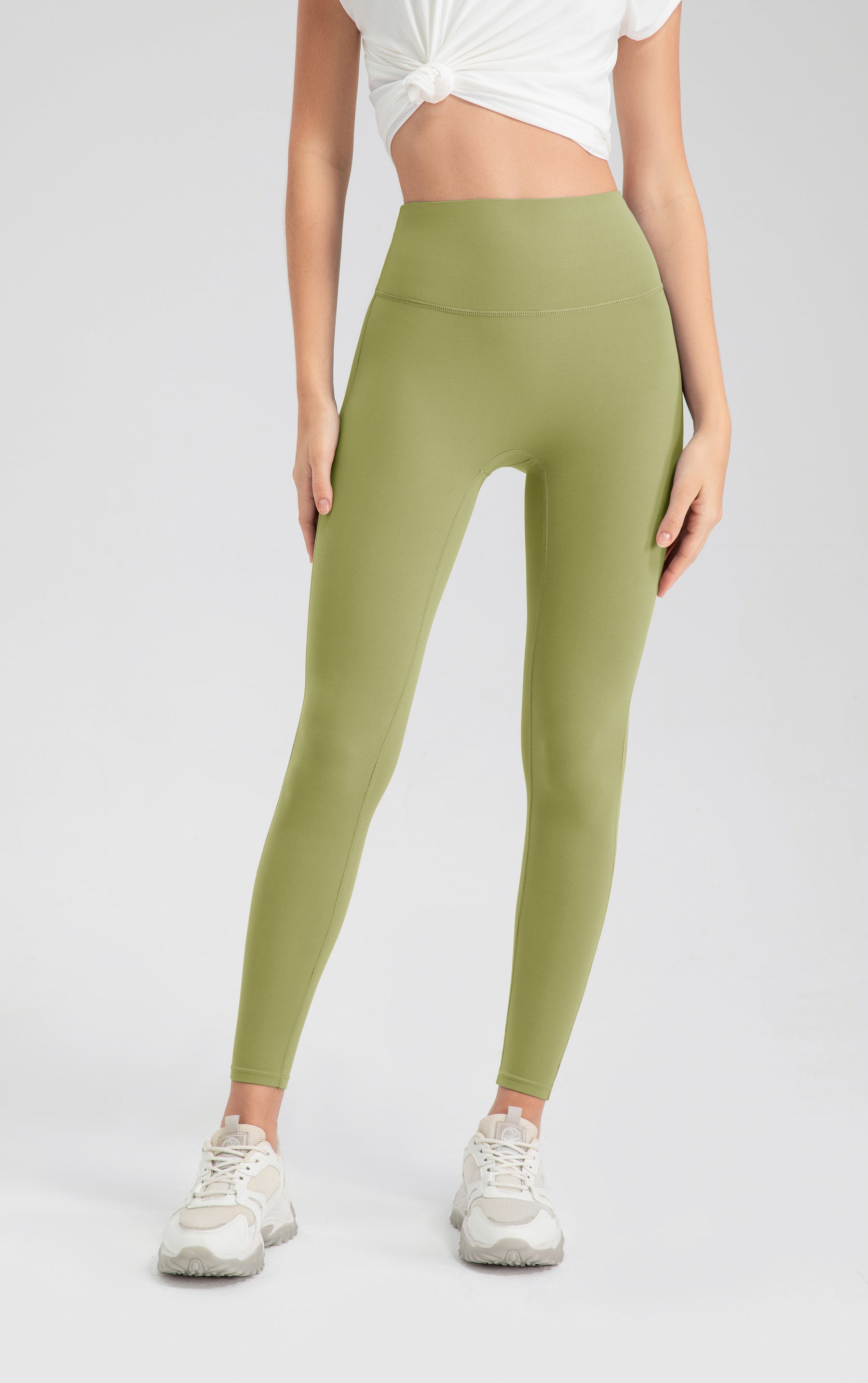 ArtFlowPlan High Waist Peach Hip Olive Green Leggings