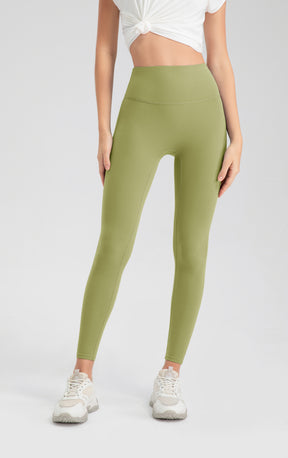ArtFlowPlan High Waist Peach Hip Olive Green Leggings