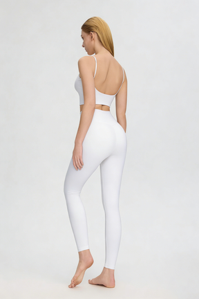 ArtFlowPlan High Waist Peach Hip White Leggings