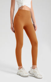ArtFlowPlan High Waist Orange Hip Beige Leggings