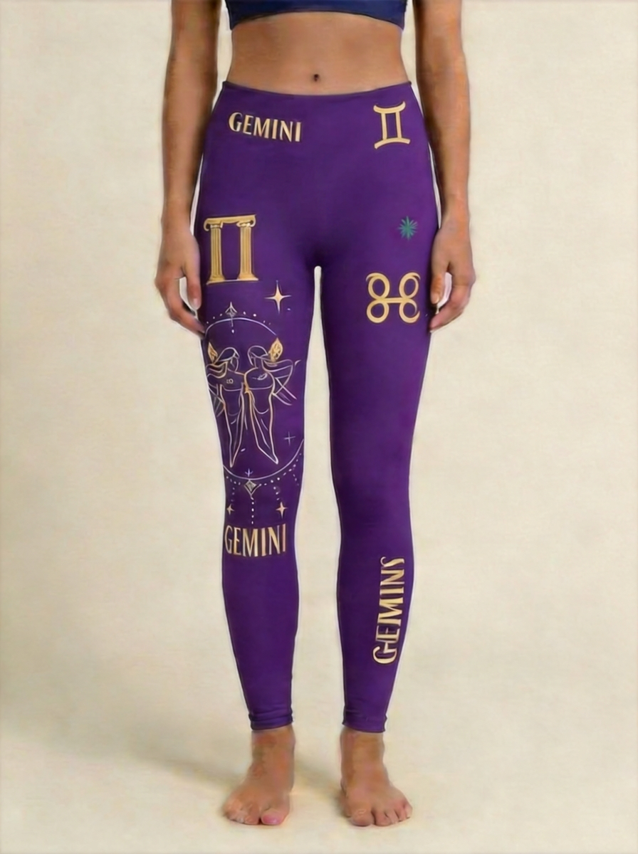 ArtFlowPlan Star Sign Gemini Graphic Print Yoga Leggings