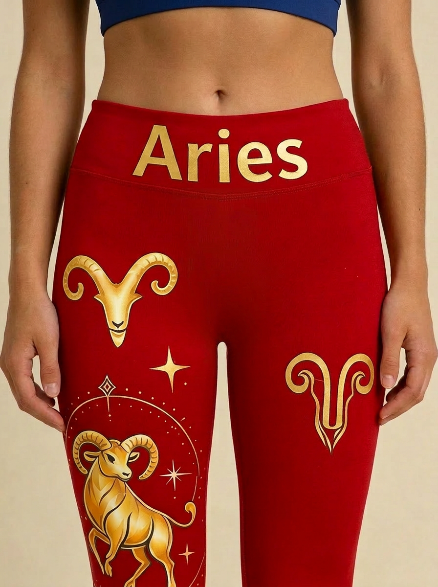ArtFlowPlan Star Sign Aries Graphic Print Yoga Leggings