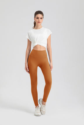 ArtFlowPlan High Waist Orange Hip Beige Leggings
